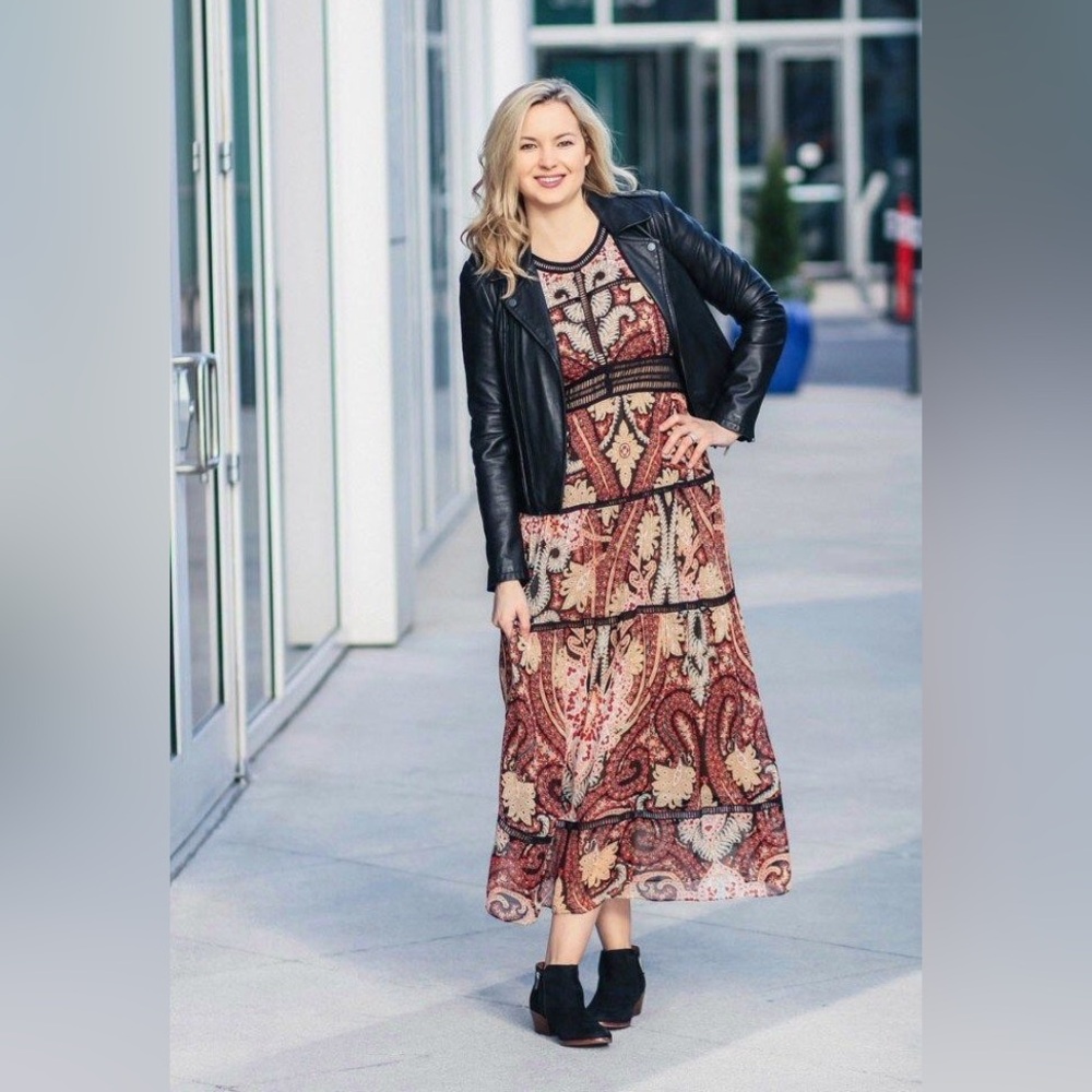 Ranna Gill Anthropologie Claudette Paisley Maxi Dress Size 6 Boho - Picture 5 of 16